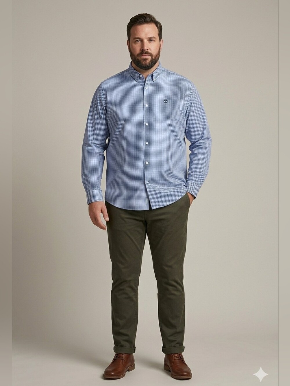 NEW Timberland Cotton Long Sleeve Shirt Slim Fit Check Gingham Print XXL